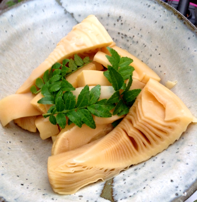 pousse de bambou avec des feuilles de sanshou